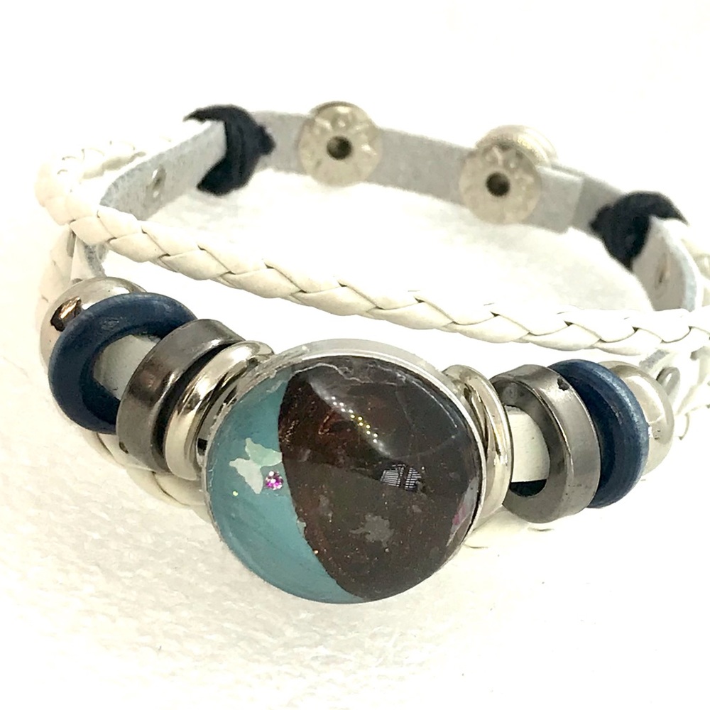 Leather snap bracelet Handmade 20mm snap SB20